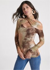 Venus Saharan Tie Dye Top in Brown Multi