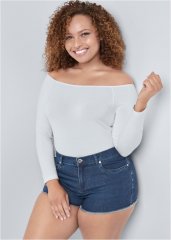 Venus Plus Size Cutoff Jean Shorts - Medium Wash