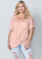 Venus Plus Size Twisted Knot Detail Tee