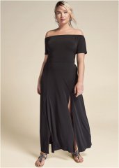 Venus Plus Size Slit Detail Maxi Dress