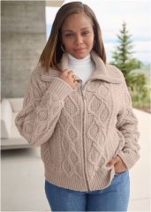 Venus Plus Size Knit Zip Sweater in Moonlight