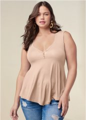 Venus Plus Size Henley Babydoll Top