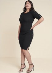 Venus Black BUTTON DETAIL SWEATER DRESS