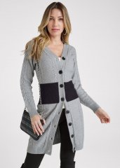 Venus VENUS | Colorblock Cardigan in Grey Multi