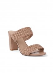 Venus Braided Double Strap Mules in Taupe