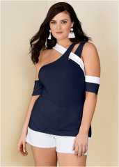 Venus Navy & White COLOR BLOCK TOP