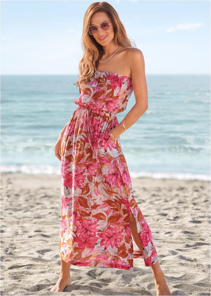 Venus Strapless Maxi Dress - Pink Multi