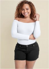 Venus Plus Size Cutoff Jean Shorts - Black