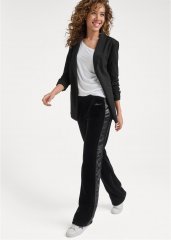 Venus Black VELVET SATIN WIDE-LEG PANTS