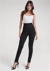 Venus High-Rise Ponte Pants in Black