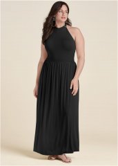 Venus Plus Size High Neck Maxi Dress