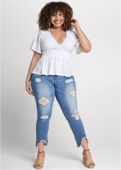 Venus Medium Wash TRIANGLE HEM JEANS