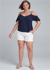 Venus Plus Size Solid Shorts - White