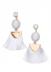 Venus Fringe Drop Earrings in White