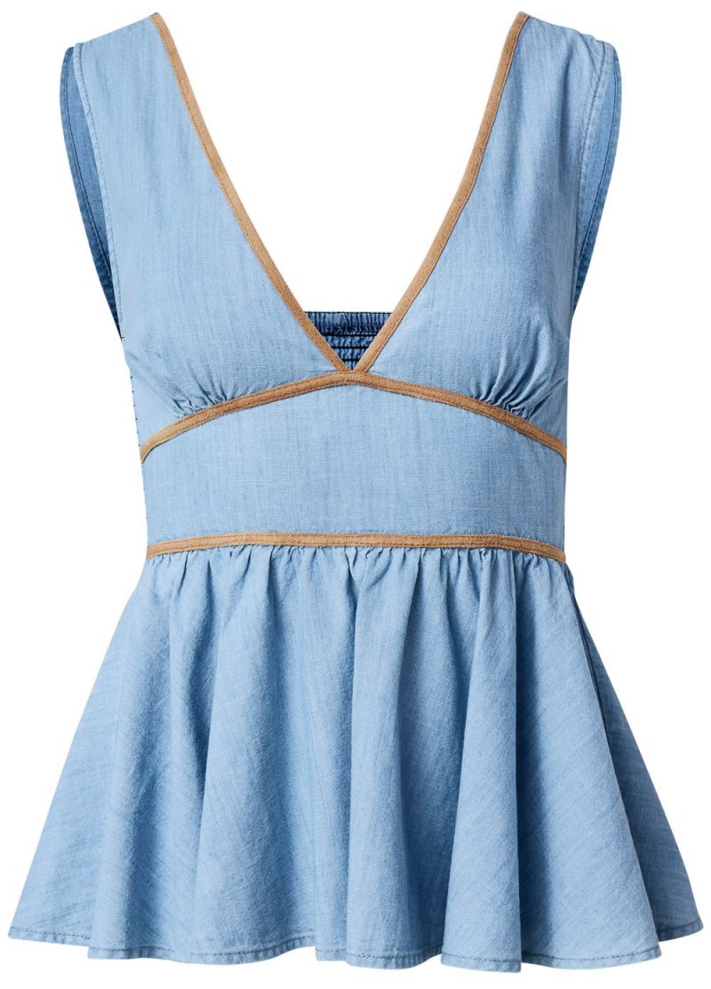 Venus Plus Size Chambray Babydoll Top