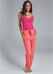 Venus Coral Swizzle Tank and joggers pajama set