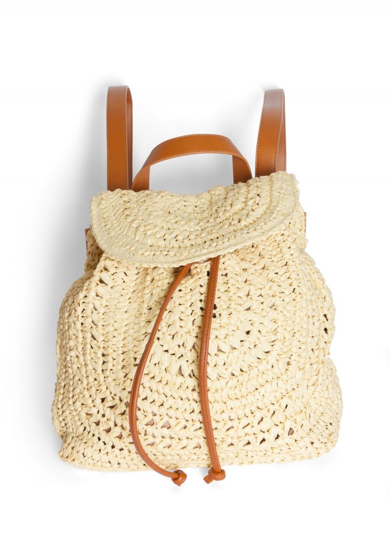 Venus Boho Straw Backpack in Natural