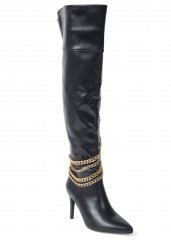 Venus Chain High Heel Boots in Black