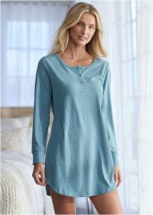 Venus Sapphire Blue HENLEY PAJAMA SHIRT