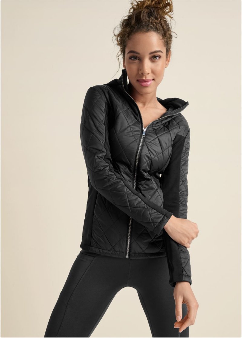 Venus Quilted Puffer Jacket in Black