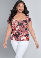 Venus Plus Size Printed Square Neck Top