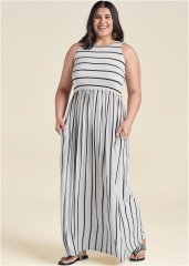 Venus Heather Grey & Black CASUAL MAXI DRESS