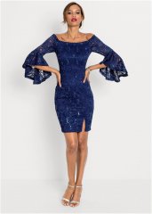 Venus Sequin Lace Bodycon Dress - Navy