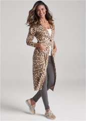 Venus Sand Dune Cheetah Duster in Brown Multi