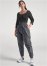 Venus Plus Size Two-Tone Sport Jumpsuit in Black & Grey