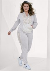 Venus Plus Size Cozy Leopard Print Pant Set in Grey Multi