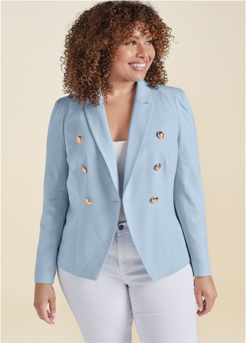 Venus Double Breasted Blazer in Light Blue