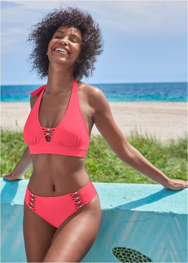 Venus Strappy Mid-Rise Bottom Bikini - Sunset Pink