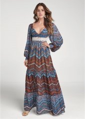 Venus Printed Maxi Dress - Rust Multi