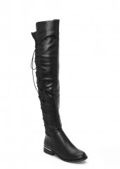 Venus Lace-Up Back Detail Boots in Black