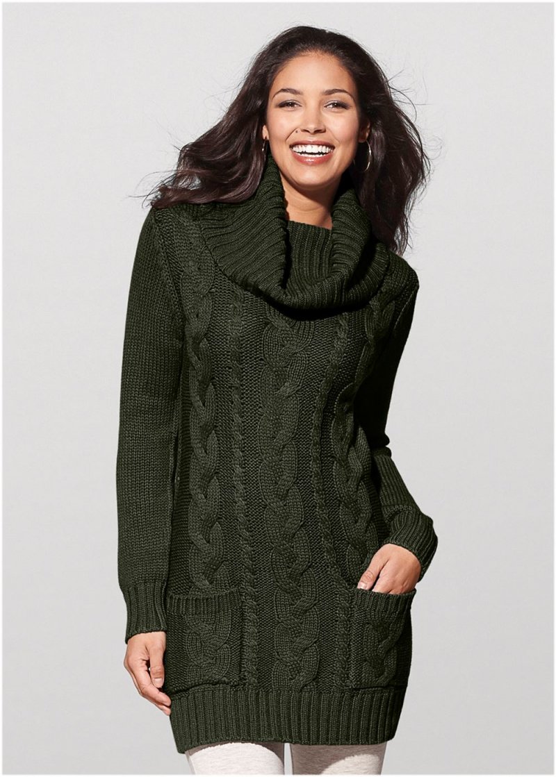 Venus Cozy Sweater Dress - Olive