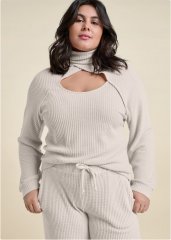 Venus Plus Size Wrap Turtleneck Keyhole Top