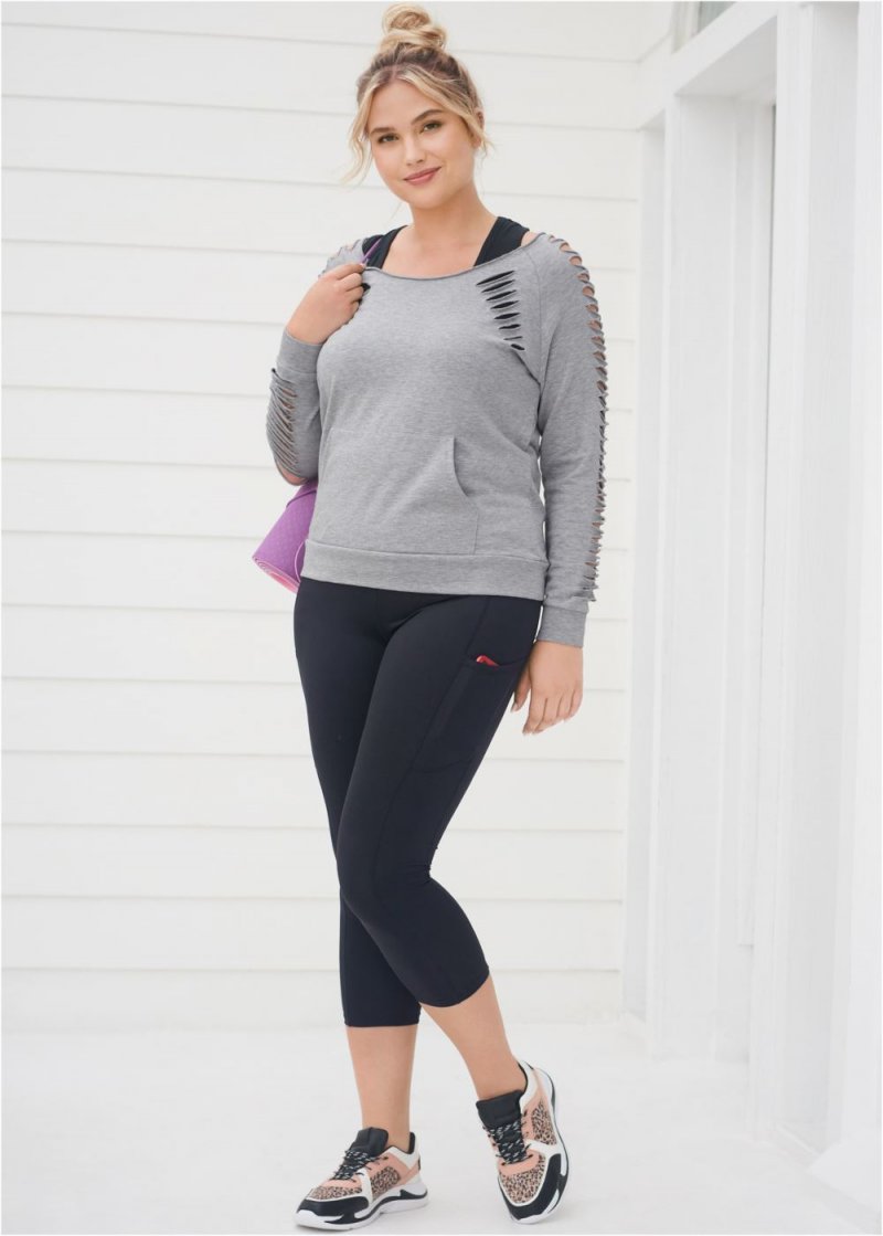 Venus Black Pocket Capri Active Leggings