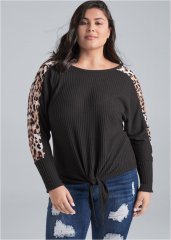 Venus Plus Size Print Stripe Lounge Top