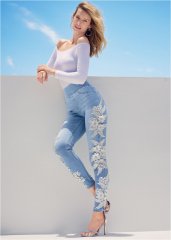 Venus Light Wash Floral Embellished Jeggings