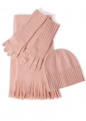 Venus Scarf Glove And Beanie Set in Light Pink