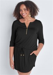 Venus Plus Size Zip Detail Casual Dress