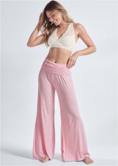 Venus Heathered Pink Palazzo pajama pants