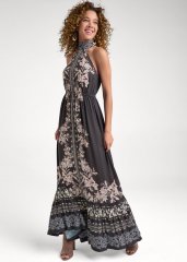 Venus Printed Mock-Neck Maxi Dress - Black Multi