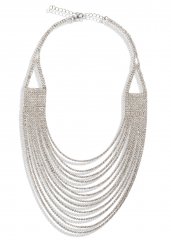 Venus Rhinestone Layered Necklace in Silver