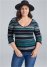 Venus Plus Size Striped Sweater in Black Multi