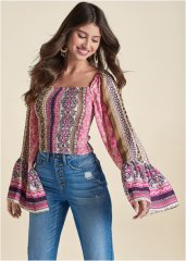 Venus Sandstorm Stripe Top in Pink Multi