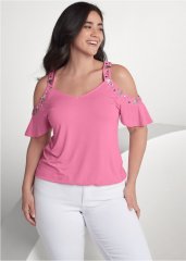 Venus Plus Size Embellished Sleeve Top