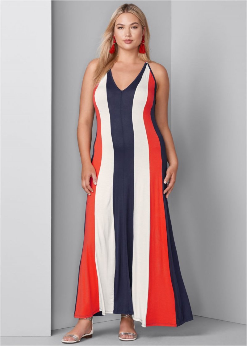 Venus Plus Size Color Block Maxi Dress