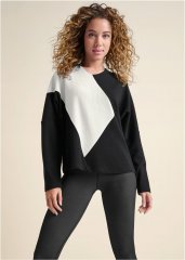 Venus Color Block Oversized Top in Black & White