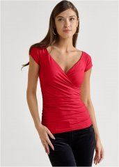 Venus Shape Embrace Surplice Top in Red